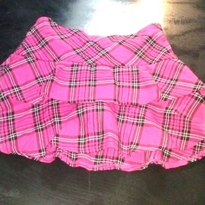 Pink plaid skirt